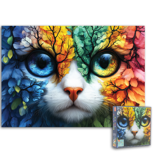 NAOI Seasons of the Feline – 1000-Piece Cat Jigsaw Puzzle (Four Seasons Art)